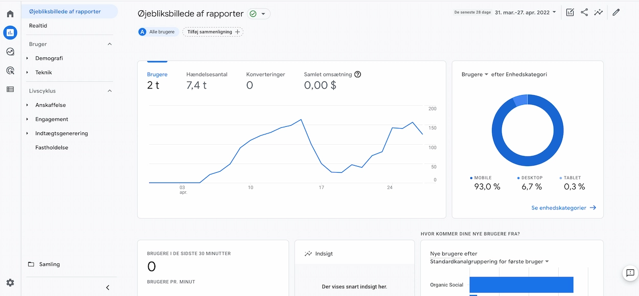 Google Analytics dashboard